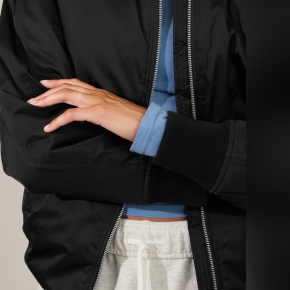 # 65 NWT Athleta Sateen Bomber Jacket Size ~ Large - Picture 2 of 7